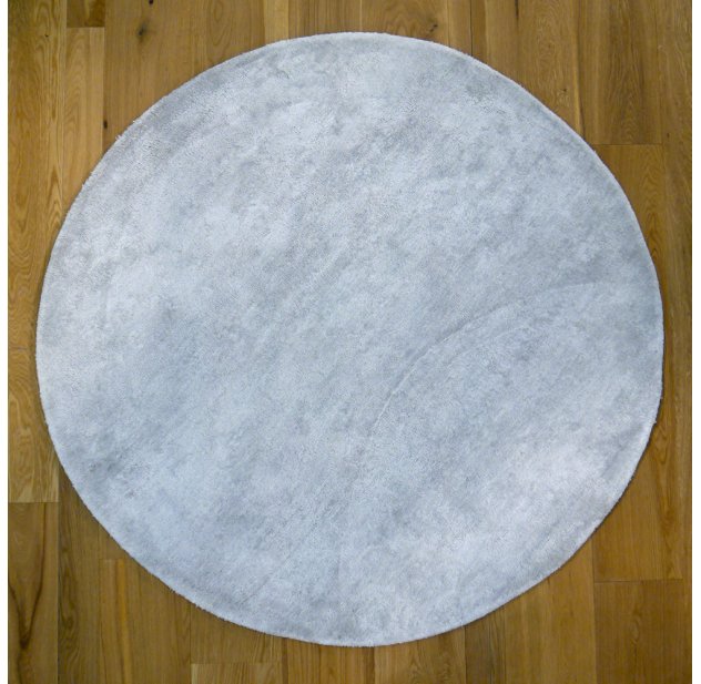 Tapis Rond Poils Courts Gris Clair