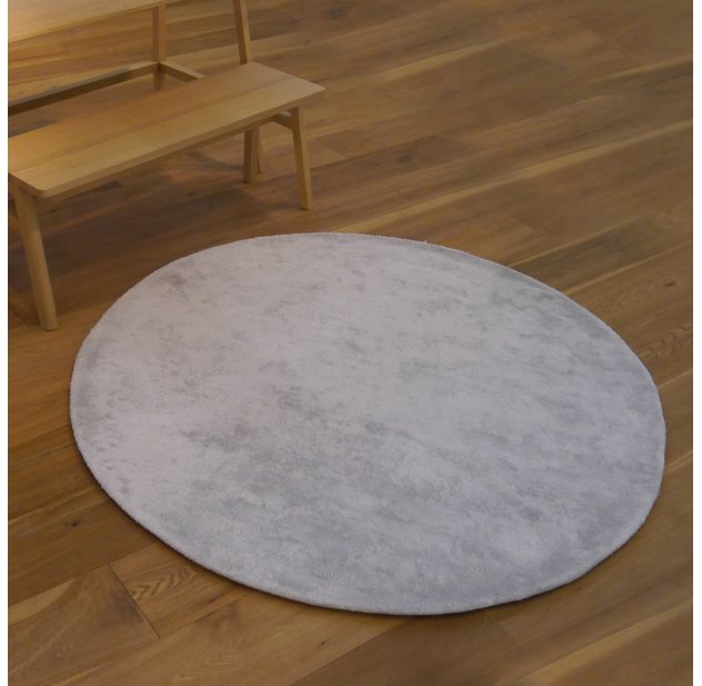 Tapis Rond Poils Courts Gris Clair