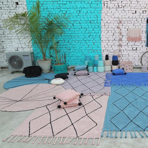 Tapis Trace - Bleu pétrole