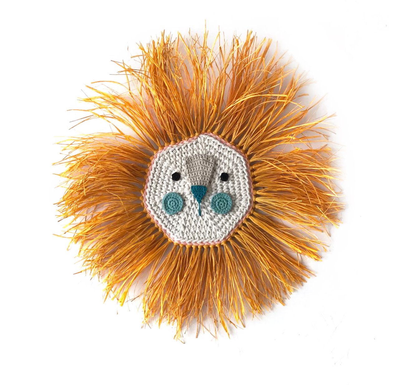 Tête de lion en raphia - Curry