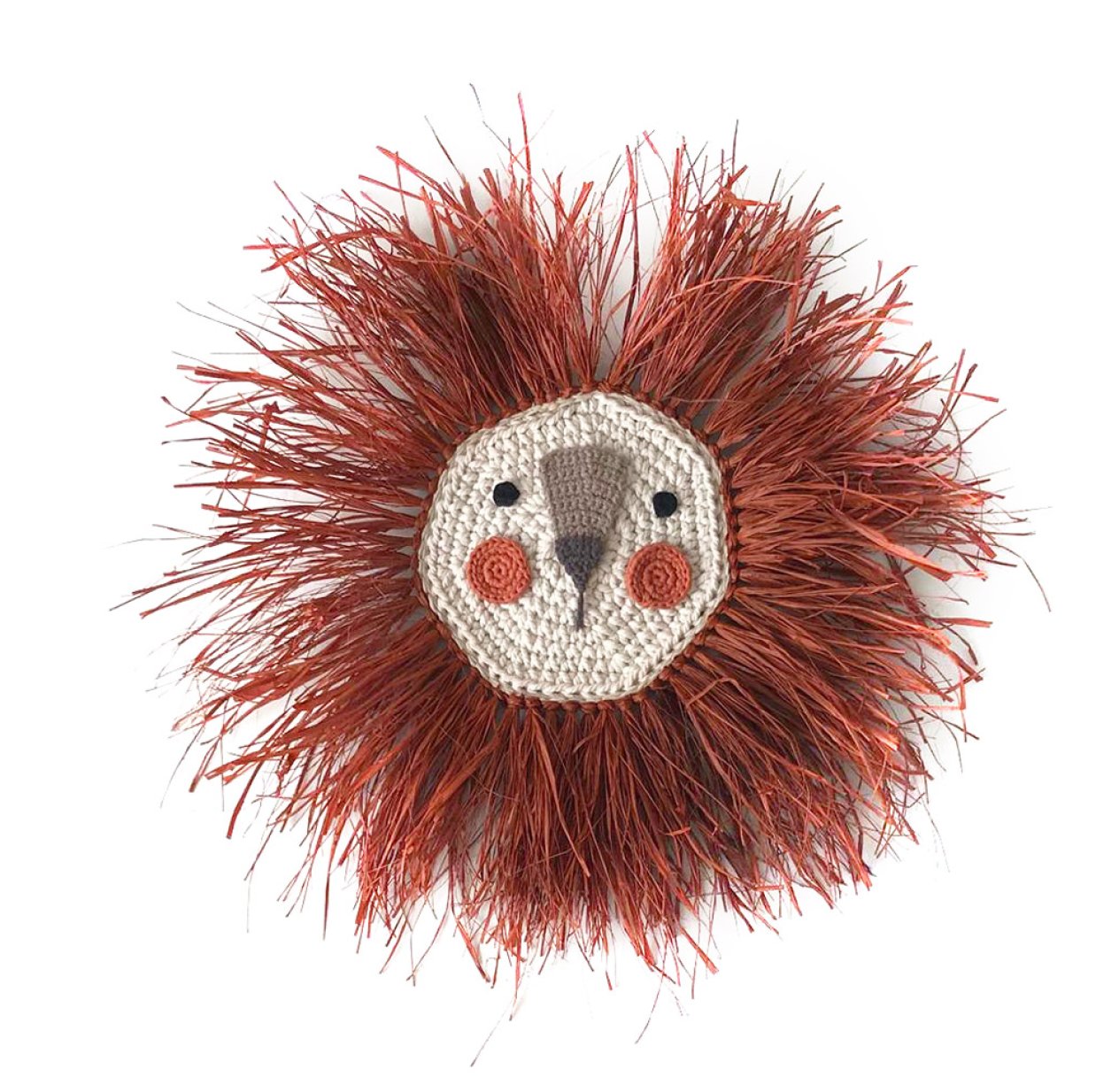 Tête de lion en raphia - Rouge