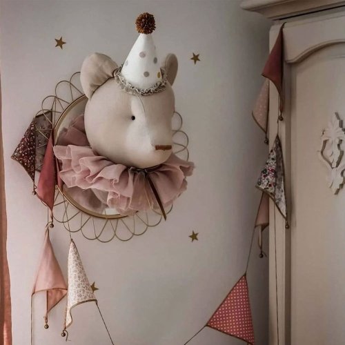 Tête d'Ours Beige - Col rose