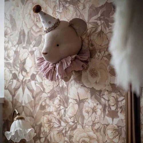 Tête d'Ours Beige - Col rose