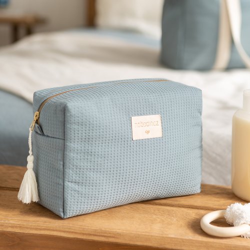 Trousse de Toilette Nid d'Abeille Diva - Bleu Stone