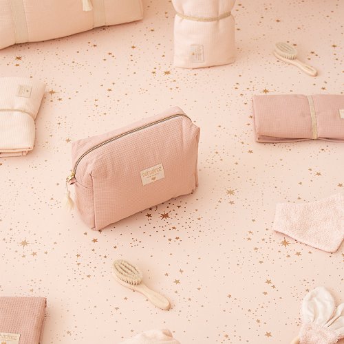 Trousse de toilette nid d'abeille Diva - Vieux rose