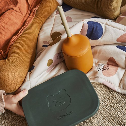 Gobelet et paille silicone Ellis - Moutarde