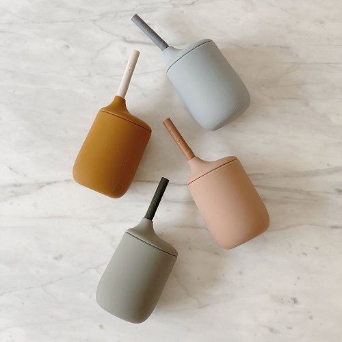 Gobelet et paille silicone Ellis - Moutarde