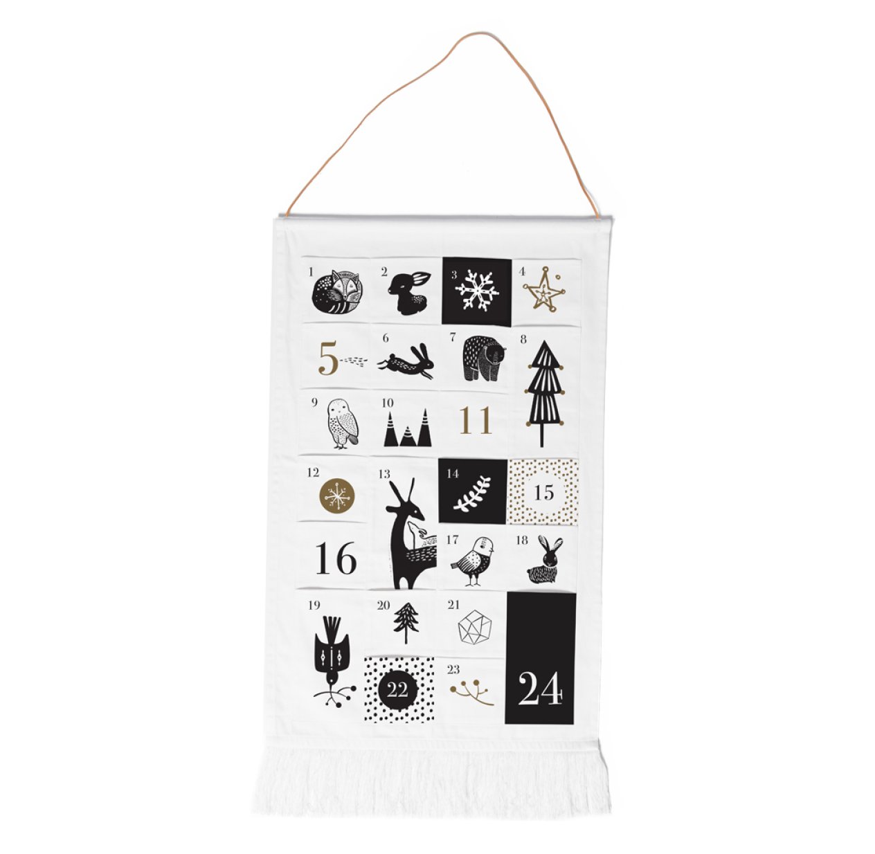 Calendrier de l'Avent Noël - Blanc cassé/Noir