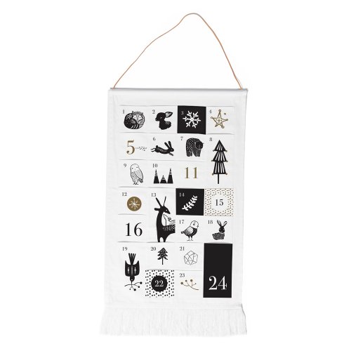 Calendrier de l'Avent Noël - Blanc cassé/Noir