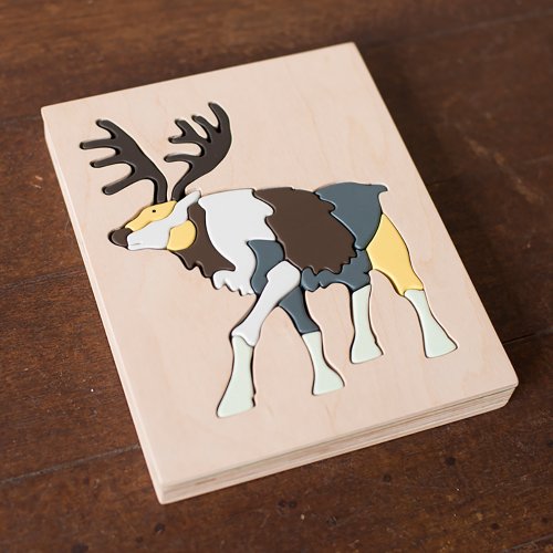 Puzzle Renne en bois - Multicolore