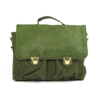 Cartable cuir et toile - Feuille