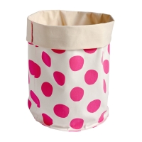 Grand panier de rangement Pois - Rose fluo