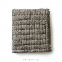 Plaid Tatami Fleuri - Vieux rose et Beige