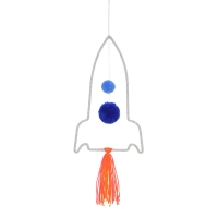 Mobile fusée décorative - Argent/Bleu/Orange