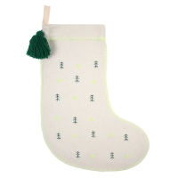 Grande chaussette de Noël - Ecru/Vert
