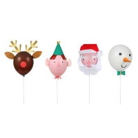 Kit DIY ballons 4 personnages Noël - Multicolore