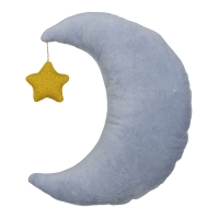 Coussin Lune en velours - Denim