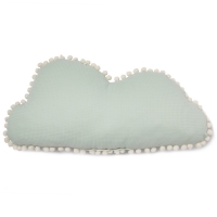 Coussin nuage Marshmallow pompon - Aqua