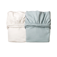 Lot de 2 draps housses pour berceau Leander - Blanc/Bleu pâle