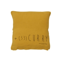 Petit coussin carré Molly curry - Jaune