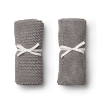 Pack 2 serviettes tricotées Tenna - Gris chiné