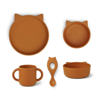 Set de Vaisselle en silicone Chat Vivi - Moutarde