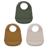Set de 3 bavoirs silicone Maru - Kaki Mix