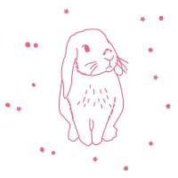 Sticker Lapin - Rose fluo