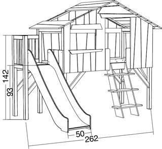 dimensions lit cabane toboggan